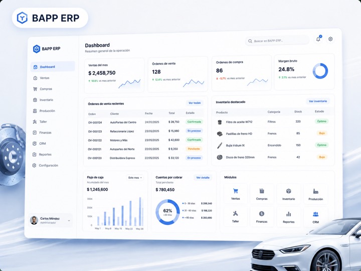 Vista del sistema BAPP ERP